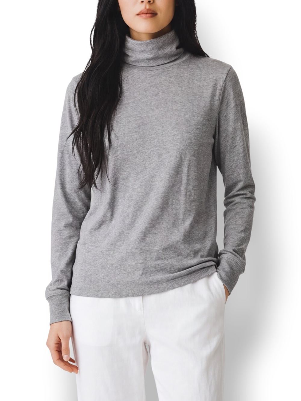 4/$20 J.Crew Factory Heather Gray Cotton Turtleneck Long Sleeve Top Large